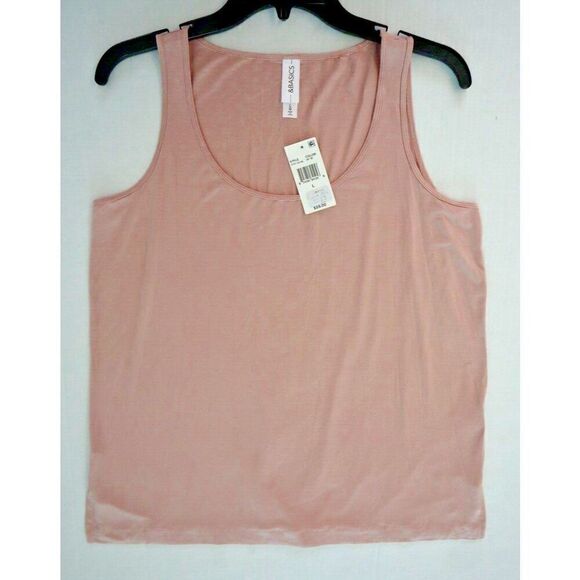&BASICS KT37-221BL Women's Sz Large Rose Pink Cami Shell Scoop Neck Tank Top - Picture 5 of 7